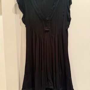 Poupette St. Barth Black Pleated Ruffled Coverup
